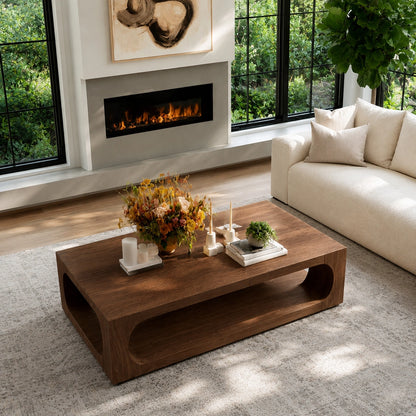 Natural Solid Wood Coffee Table with Open Shelf – Modern Style - Livewoodcraft - 7
