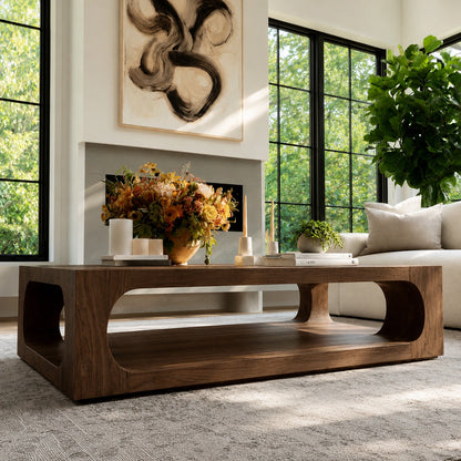 Natural Solid Wood Coffee Table with Open Shelf – Modern Style - Livewoodcraft - 8