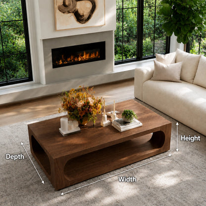 Natural Solid Wood Coffee Table with Open Shelf – Modern Style - Livewoodcraft - 9