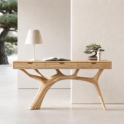 Natural Solid Wood Console Table Branch Frame Wabi Sabi Style - Livewoodcraft - 3