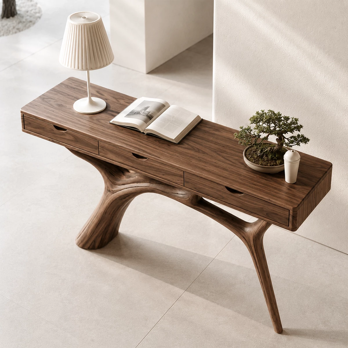 Natural Solid Wood Console Table Branch Frame Wabi Sabi Style - Livewoodcraft - 6