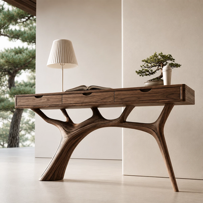 Natural Solid Wood Console Table Branch Frame Wabi Sabi Style - Livewoodcraft - 7