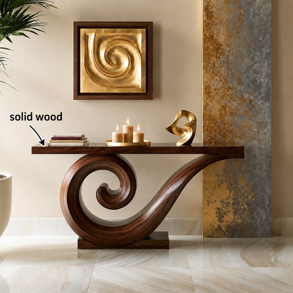 Natural Solid Wood Console Table Sculptural Spiral Modern Style - Livewoodcraft - 6