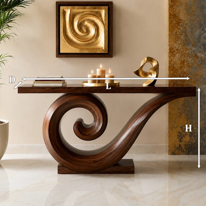 Natural Solid Wood Console Table Sculptural Spiral Modern Style - Livewoodcraft - 7