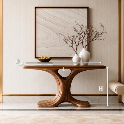 Natural Solid Wood Console Table Sculptural Twin Arch Modern Style - Livewoodcraft - 9