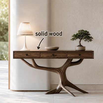 Natural Solid Wood Console Table Tree Root Wabi Sabi Style - Livewoodcraft - 10