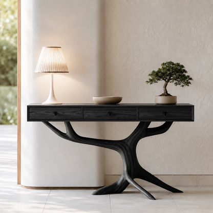 Natural Solid Wood Console Table Tree Root Wabi Sabi Style - Livewoodcraft - 2