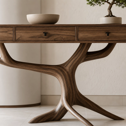 Natural Solid Wood Console Table Tree Root Wabi Sabi Style - Livewoodcraft - 5