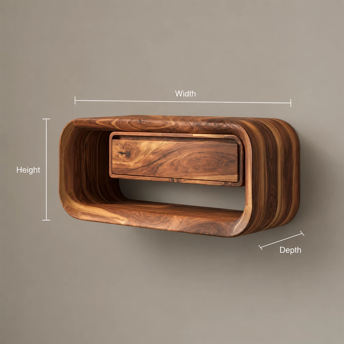 Natural Solid Wood Floating Bathroom Vanity with Drawer and Open Shelf - Livewoodcraft - 10