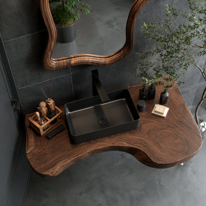 Natural Solid Wood Floating Bathroom Vanity with Sculptural Edge - Livewoodcraft - 4