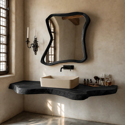Natural Solid Wood Floating Bathroom Vanity with Sculptural Live Edge - Livewoodcraft - 4
