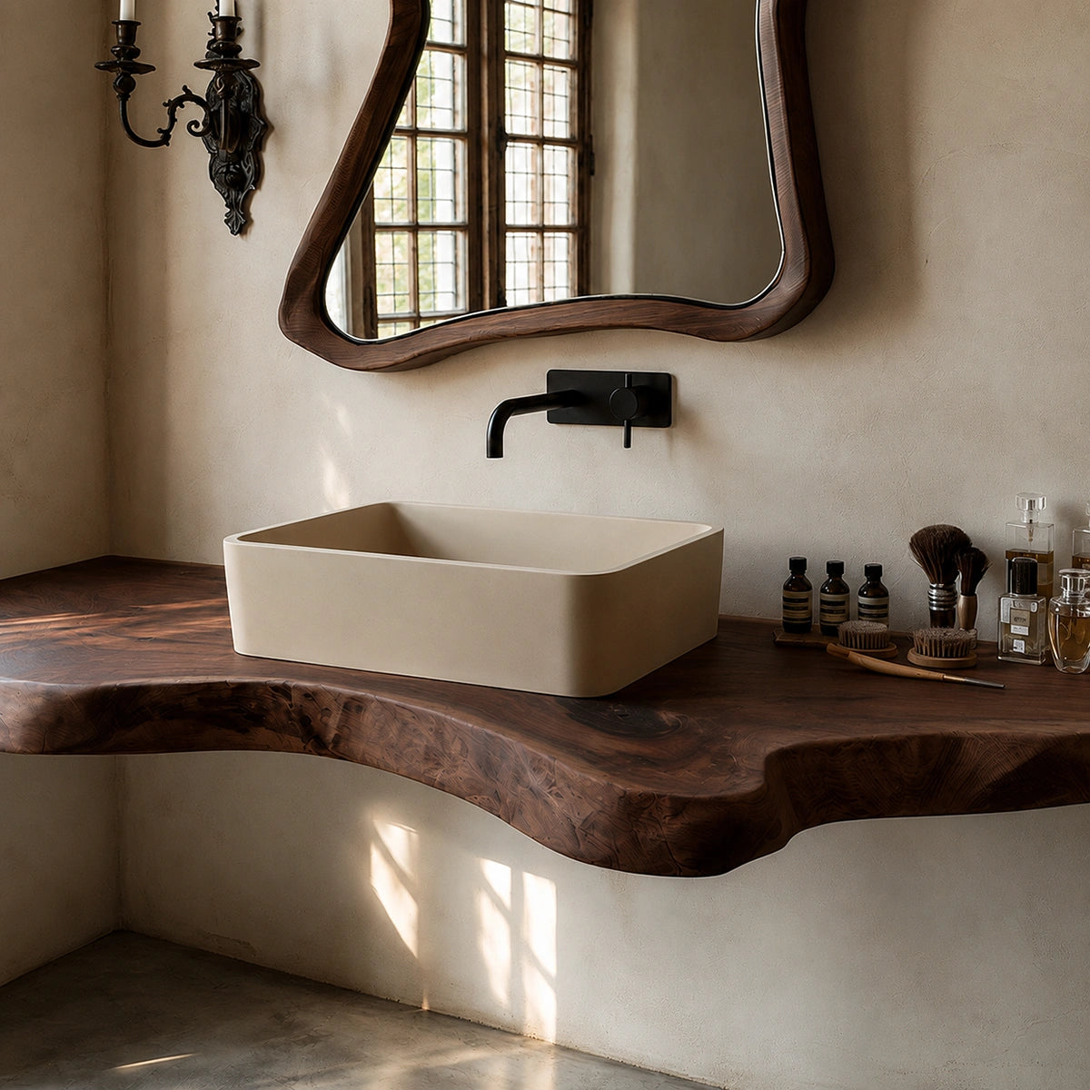 Natural Solid Wood Floating Bathroom Vanity with Sculptural Live Edge - Livewoodcraft - 5