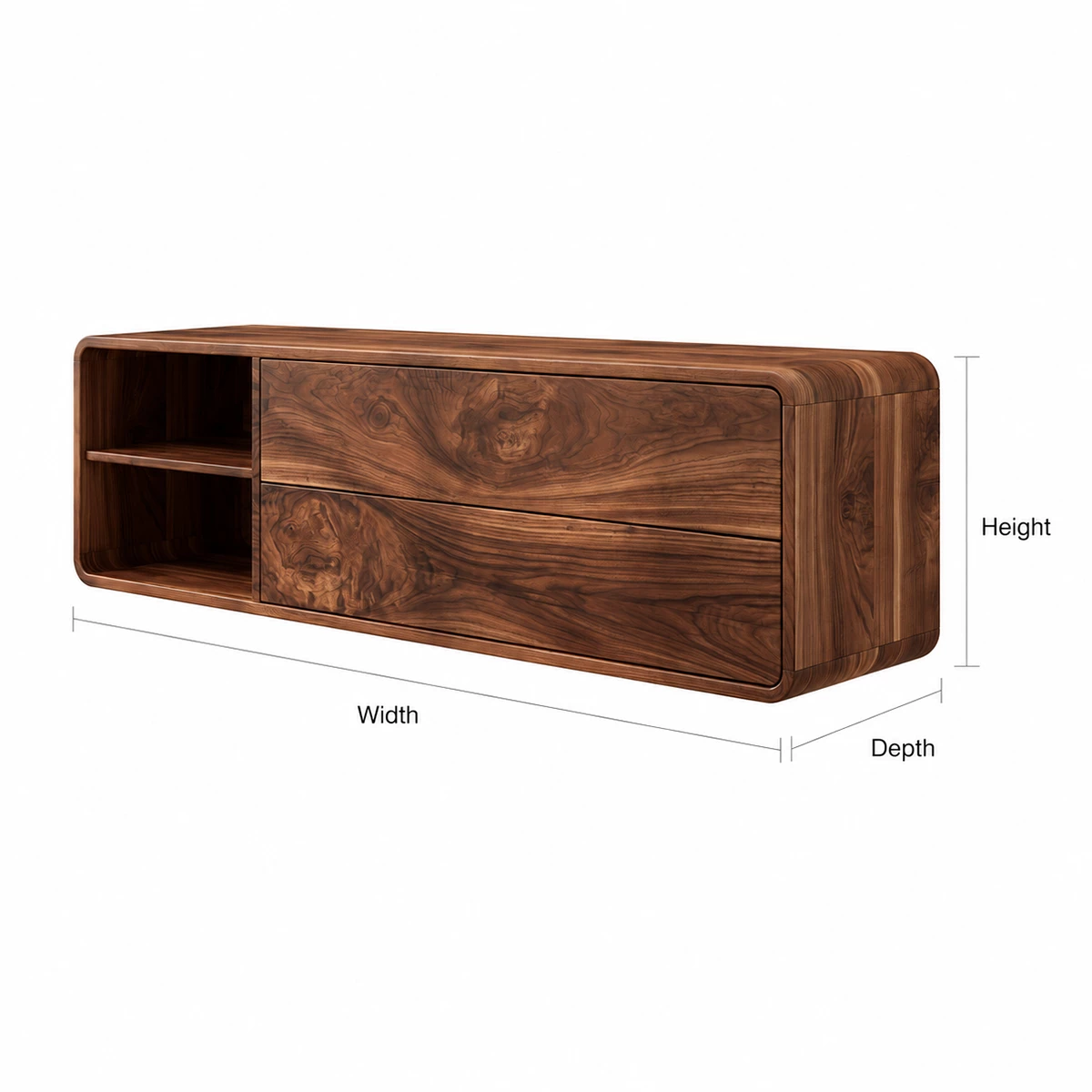 Natural Solid Wood Floating Bathroom Vanity with Two Drawers and Open Shelf - Livewoodcraft - 0848 - 10