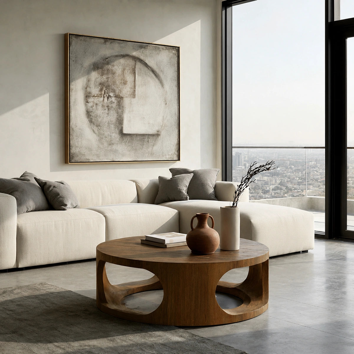 Natural Solid Wood Round Coffee Table – Sculptural Modern Style - Livewoodcraft - 2