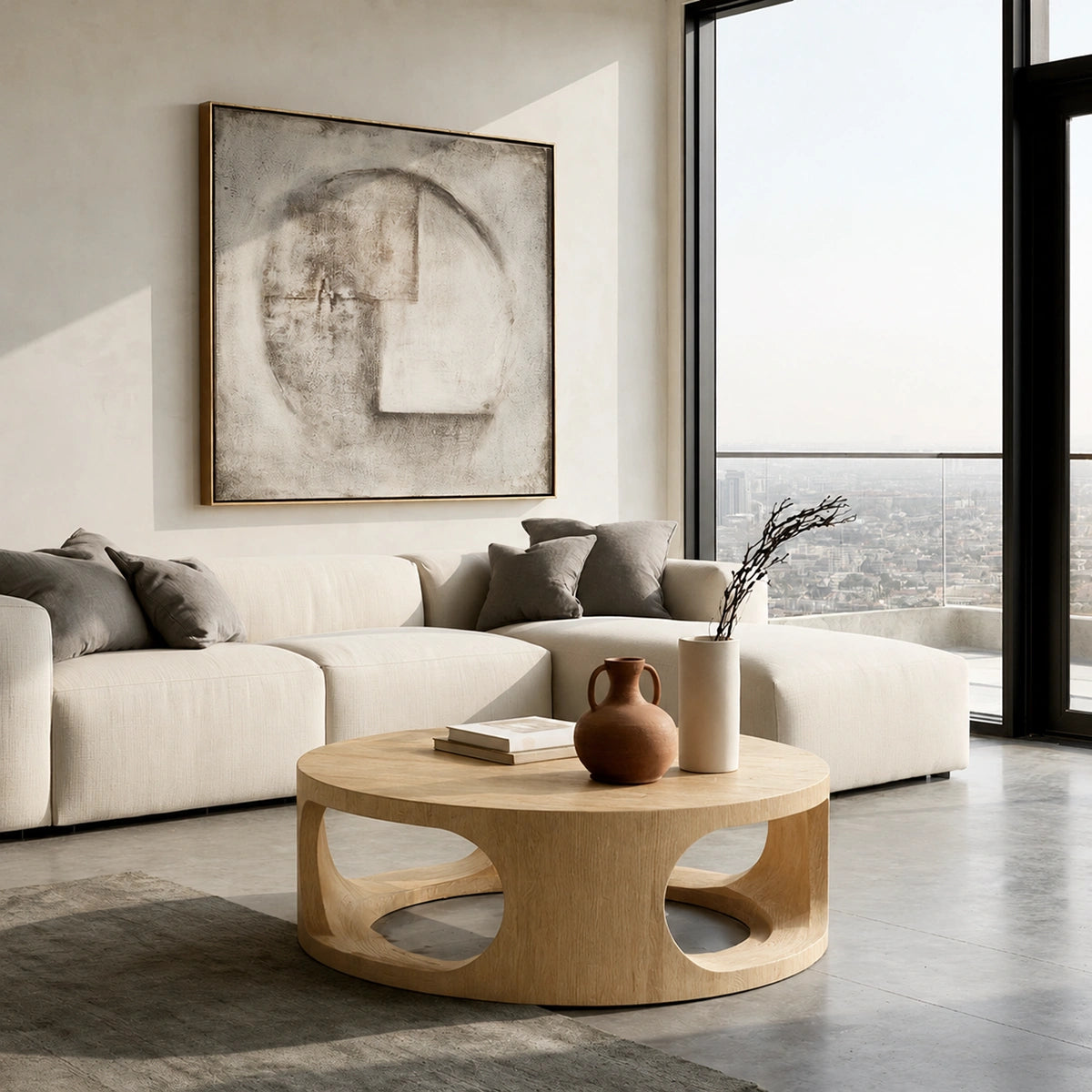 Natural Solid Wood Round Coffee Table – Sculptural Modern Style - Livewoodcraft - 3