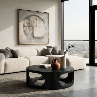 Natural Solid Wood Round Coffee Table – Sculptural Modern Style - Livewoodcraft - 4