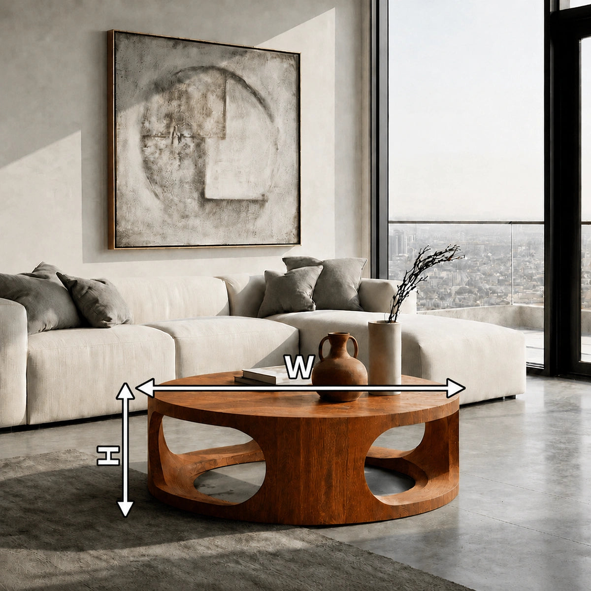 Natural Solid Wood Round Coffee Table – Sculptural Modern Style - Livewoodcraft - 9