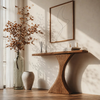 Natural Solid Wood Sculptural Console Table for Entryway and Hallway - Livewoodcraft - 3
