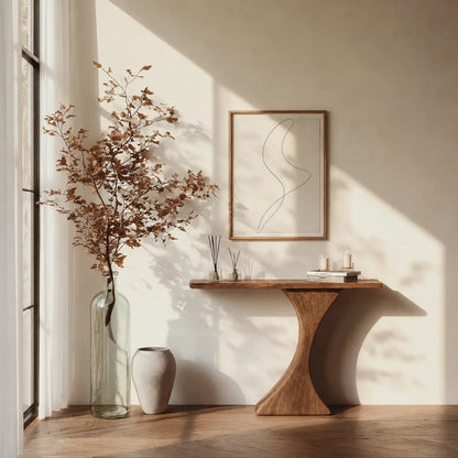 Natural Solid Wood Sculptural Console Table for Entryway and Hallway - Livewoodcraft - 5