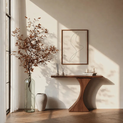 Natural Solid Wood Sculptural Console Table for Entryway and Hallway - Livewoodcraft - 6