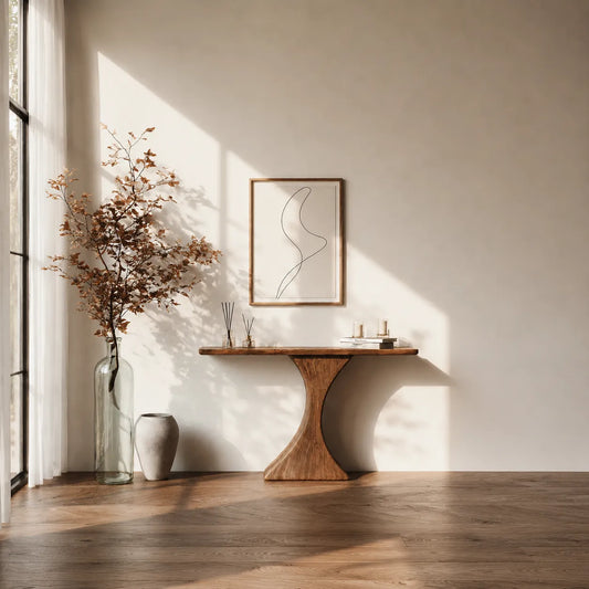 Natural Solid Wood Sculptural Console Table for Entryway and Hallway - Livewoodcraft