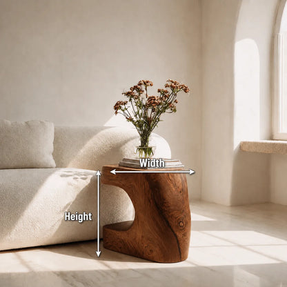 Natural Solid Wood Side Table with Sculptural Open Base - Livewoodcraft - 9
