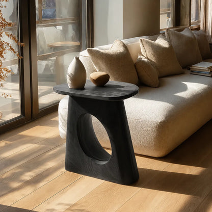 Natural Solid Wood Side Table with Sculptural Open Pedestal Base - Livewoodcraft - 8