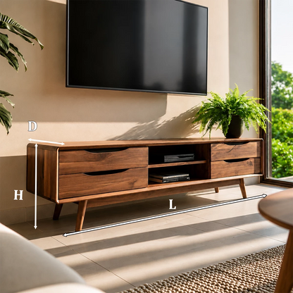 Natural Solid Wood TV Stand Mid Century Modern Style - Livewoodcraft - 10