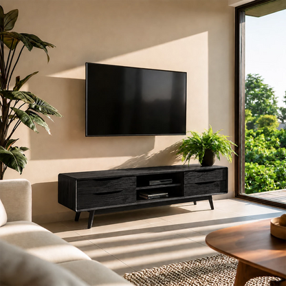 Natural Solid Wood TV Stand Mid Century Modern Style - Livewoodcraft - 3