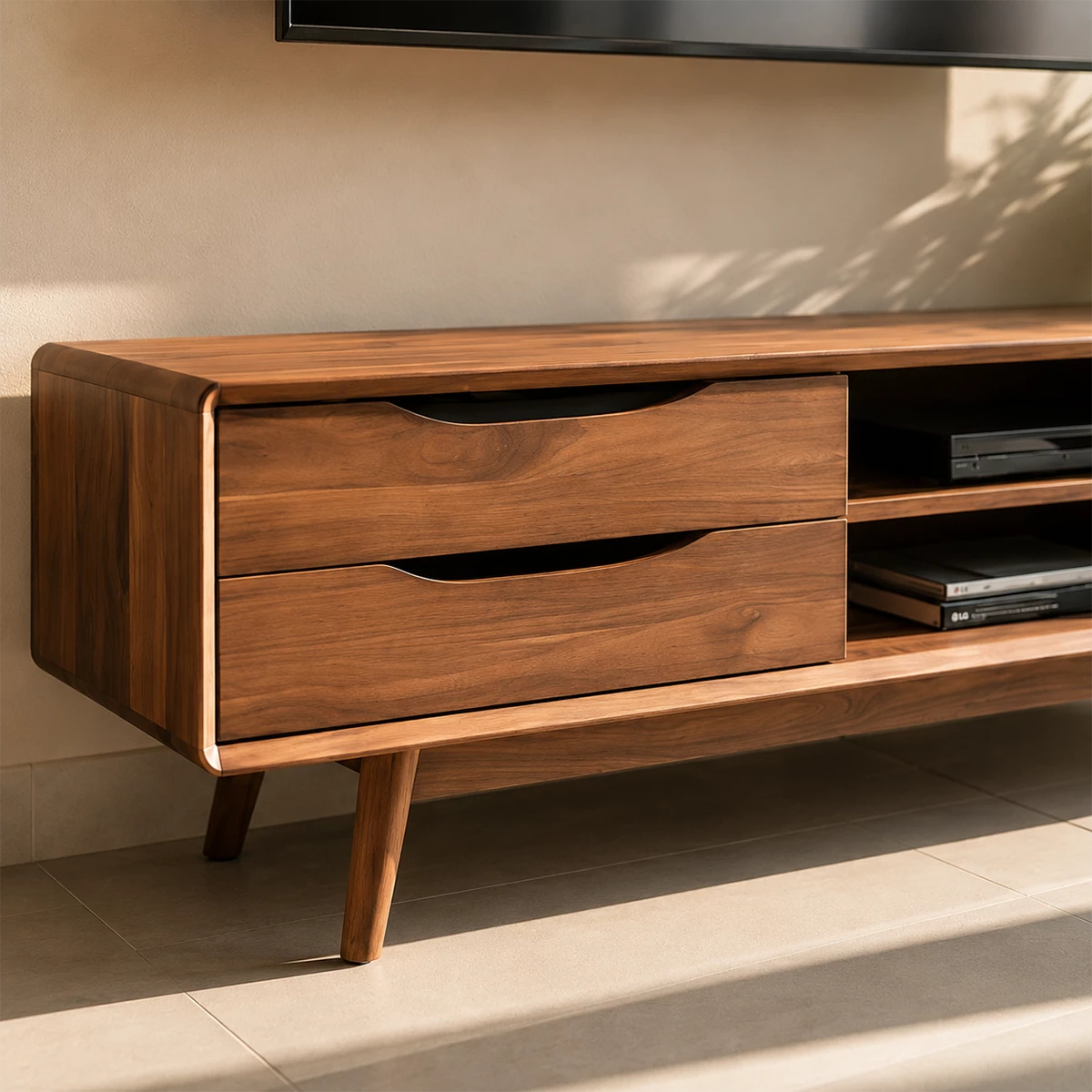 Natural Solid Wood TV Stand Mid Century Modern Style - Livewoodcraft - 5