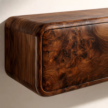 Natural Solid Wood TV Stand with Sculptural Burl Cabinet Doors Japandi - Livewoodcraft - 1