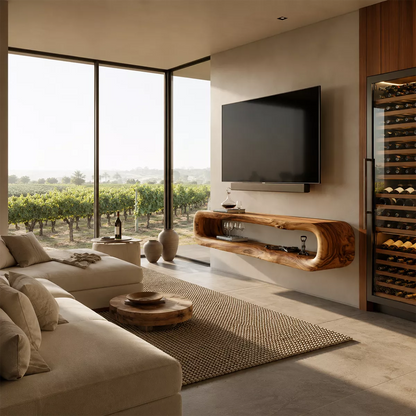 Natural Solid Wood TV Stand with Sculptural Open Nook Minimalist Design - Livewoodcraft - 4