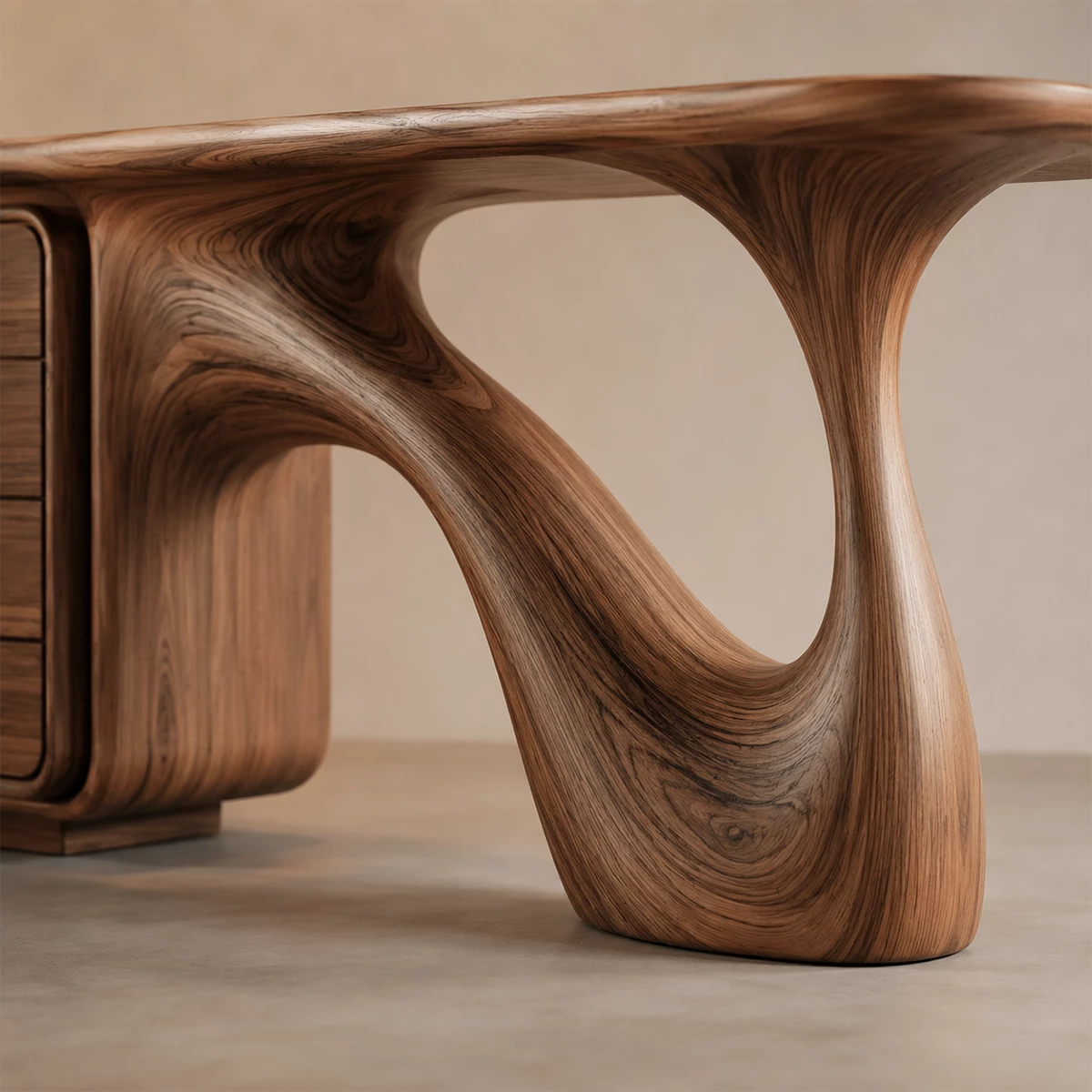 Natural Solid Wood Writing Desk Sculptural Wabi Sabi Style - Livewoodcraft - 5