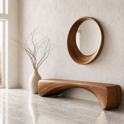 Organic Curved Wood Bench – Natural Wood Entryway Bench for Modern Interior - Livewoodcraft - 10