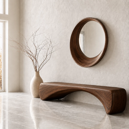 Organic Curved Wood Bench – Natural Wood Entryway Bench for Modern Interior - Livewoodcraft - 2