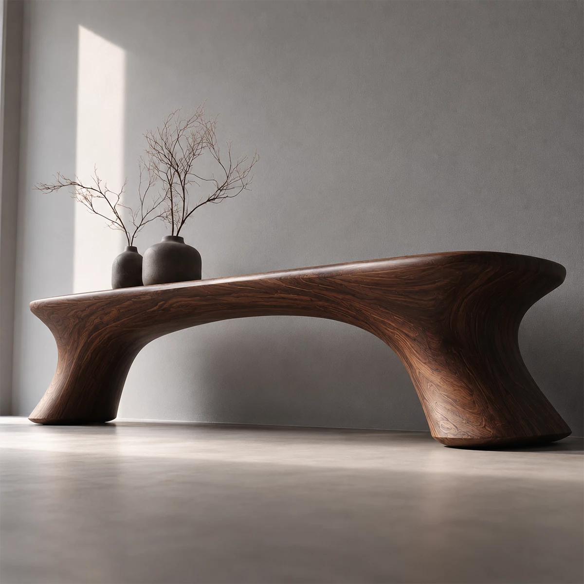 Organic Curved Wood Bench – Natural Wood Entryway Bench for Modern Interior - Livewoodcraft - 3808 - 10