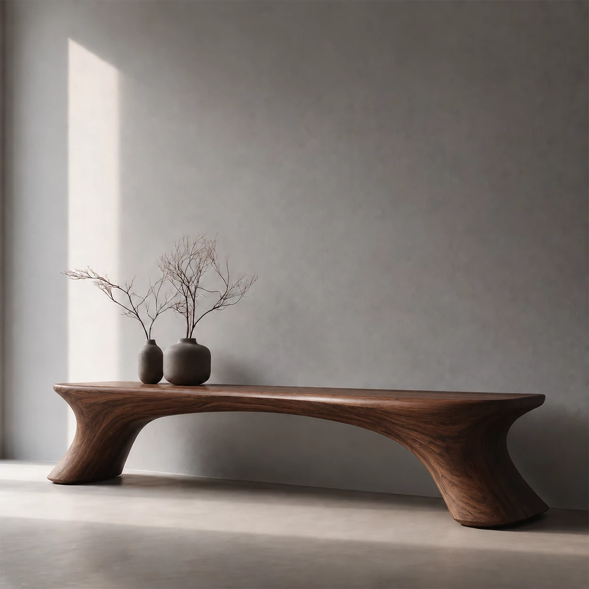 Organic Curved Wood Bench – Natural Wood Entryway Bench for Modern Interior - Livewoodcraft - 3808 - 11
