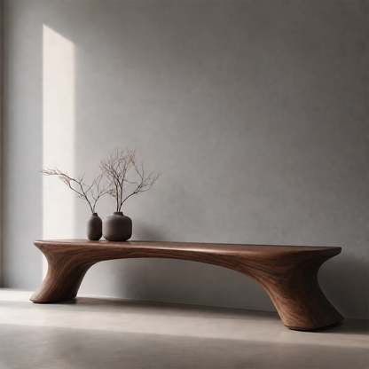 Organic Curved Wood Bench – Natural Wood Entryway Bench for Modern Interior - Livewoodcraft - 3808 - 11