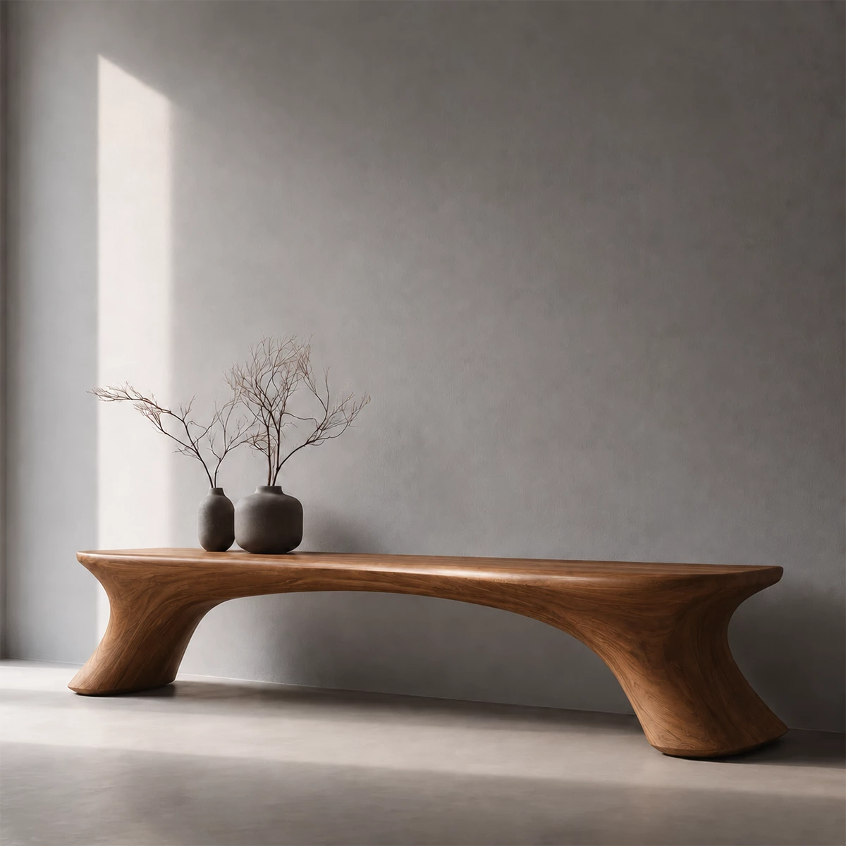 Organic Curved Wood Bench – Natural Wood Entryway Bench for Modern Interior - Livewoodcraft - 3808 - 2