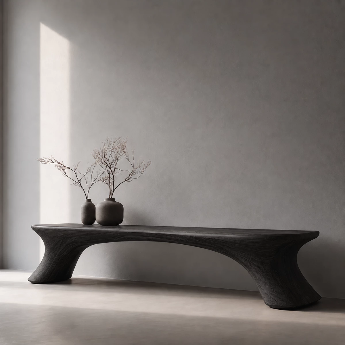 Organic Curved Wood Bench – Natural Wood Entryway Bench for Modern Interior - Livewoodcraft - 3808 - 3