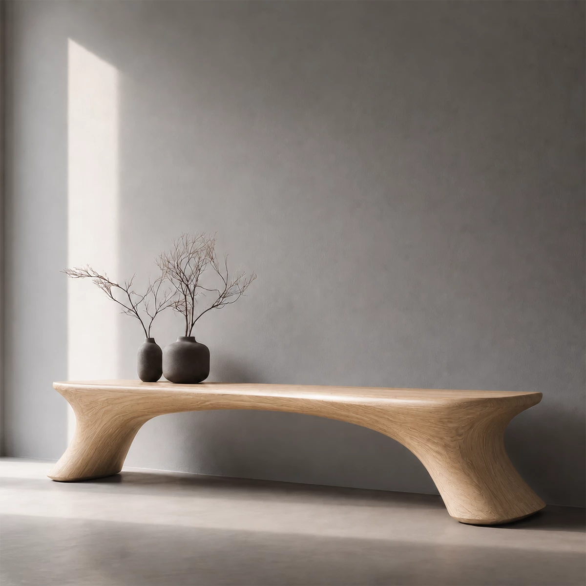 Organic Curved Wood Bench – Natural Wood Entryway Bench for Modern Interior - Livewoodcraft - 3808 - 4