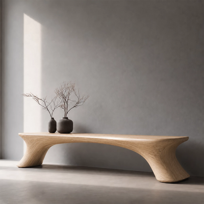 Organic Curved Wood Bench – Natural Wood Entryway Bench for Modern Interior - Livewoodcraft - 3808 - 4