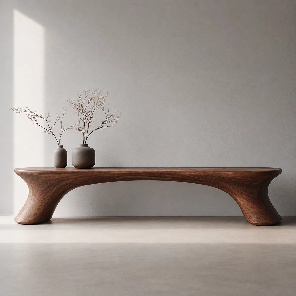 Organic Curved Wood Bench – Natural Wood Entryway Bench for Modern Interior - Livewoodcraft - 3808 - 5