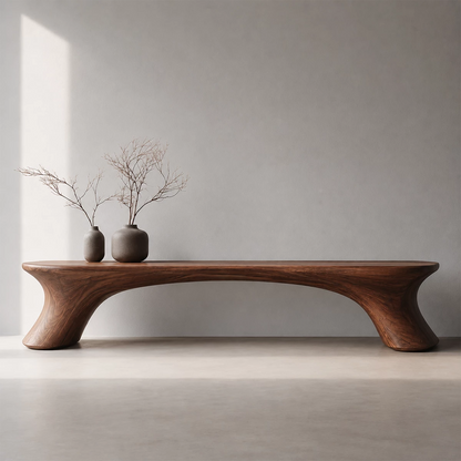 Organic Curved Wood Bench – Natural Wood Entryway Bench for Modern Interior - Livewoodcraft - 3808 - 5