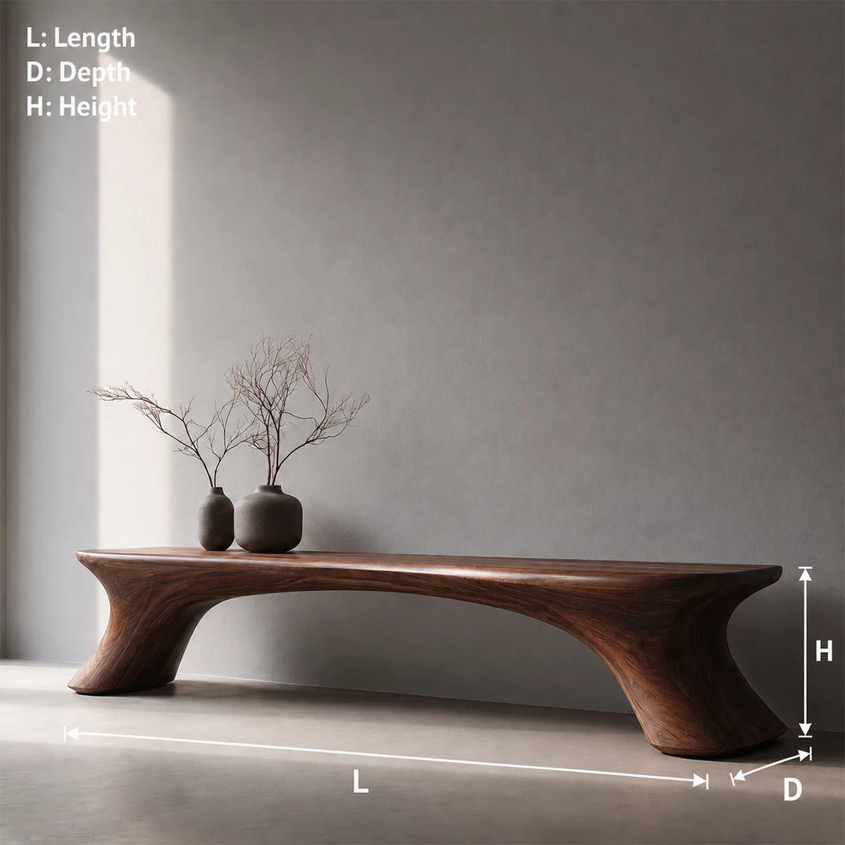Organic Curved Wood Bench – Natural Wood Entryway Bench for Modern Interior - Livewoodcraft - 3808 - 6