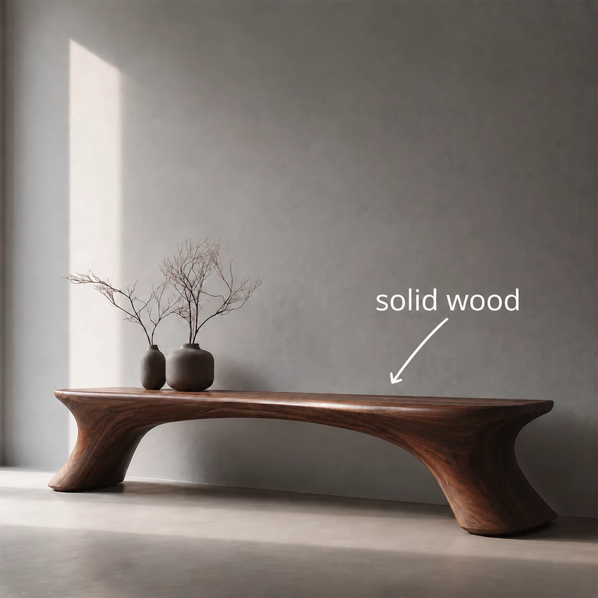 Organic Curved Wood Bench – Natural Wood Entryway Bench for Modern Interior - Livewoodcraft - 3808 - 7