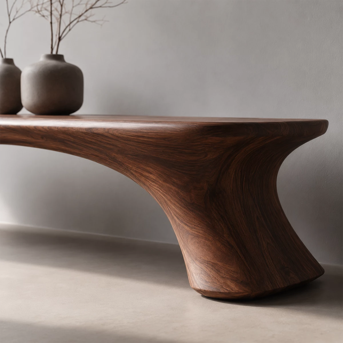 Organic Curved Wood Bench – Natural Wood Entryway Bench for Modern Interior - Livewoodcraft - 3808 - 8