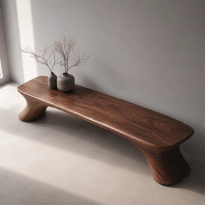 Organic Curved Wood Bench – Natural Wood Entryway Bench for Modern Interior - Livewoodcraft - 3808 - 9