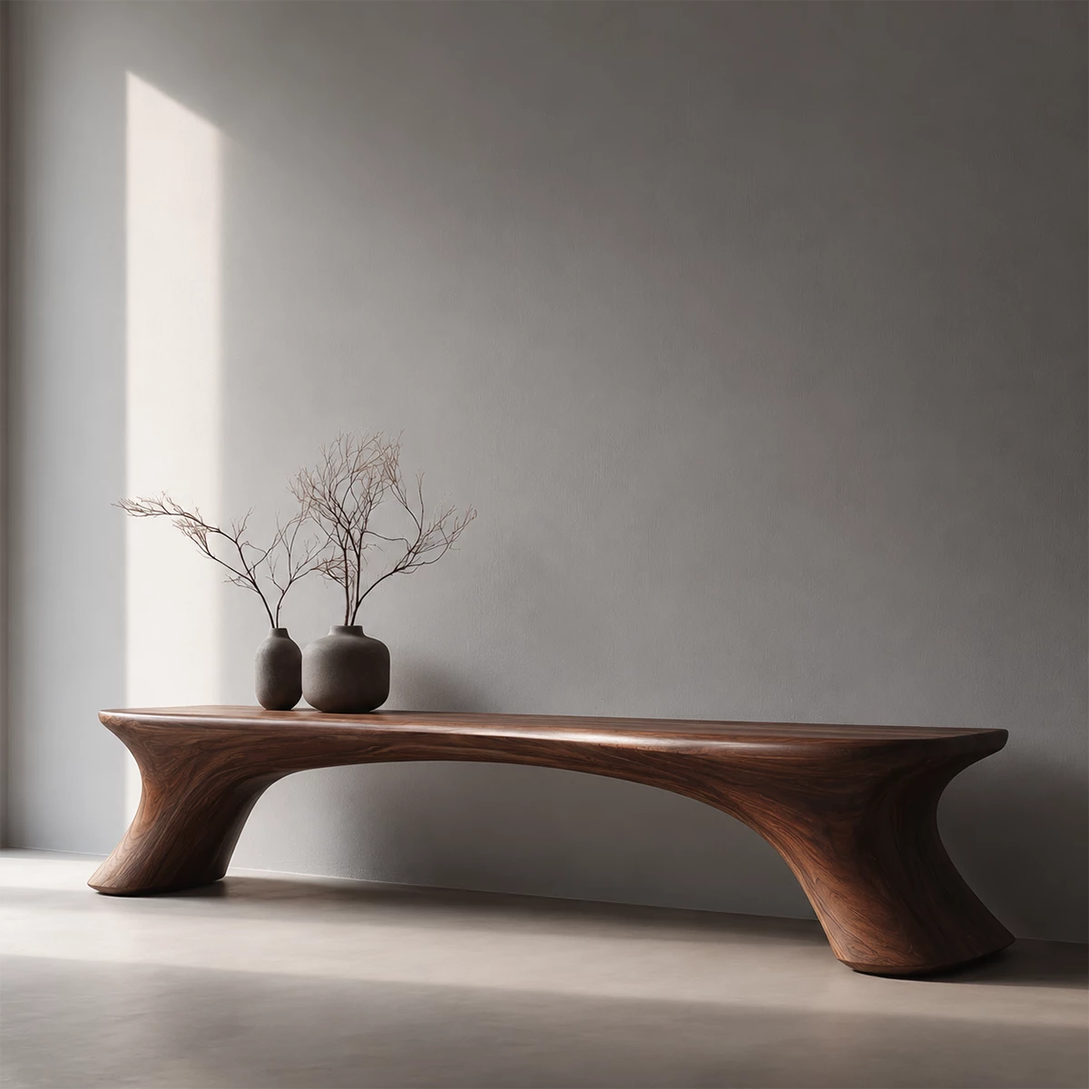 Organic Curved Wood Bench – Natural Wood Entryway Bench for Modern Interior - Livewoodcraft - 3808