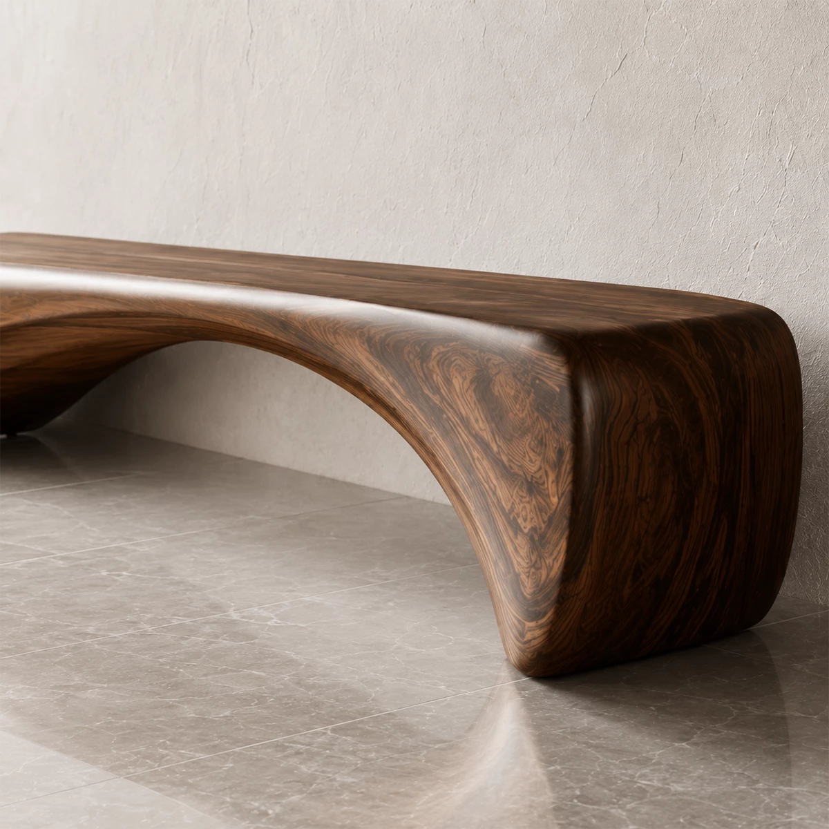 Organic Curved Wood Bench – Natural Wood Entryway Bench for Modern Interior - Livewoodcraft - 6